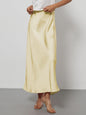Elegant Satin Midi Skirt in Solid Colors