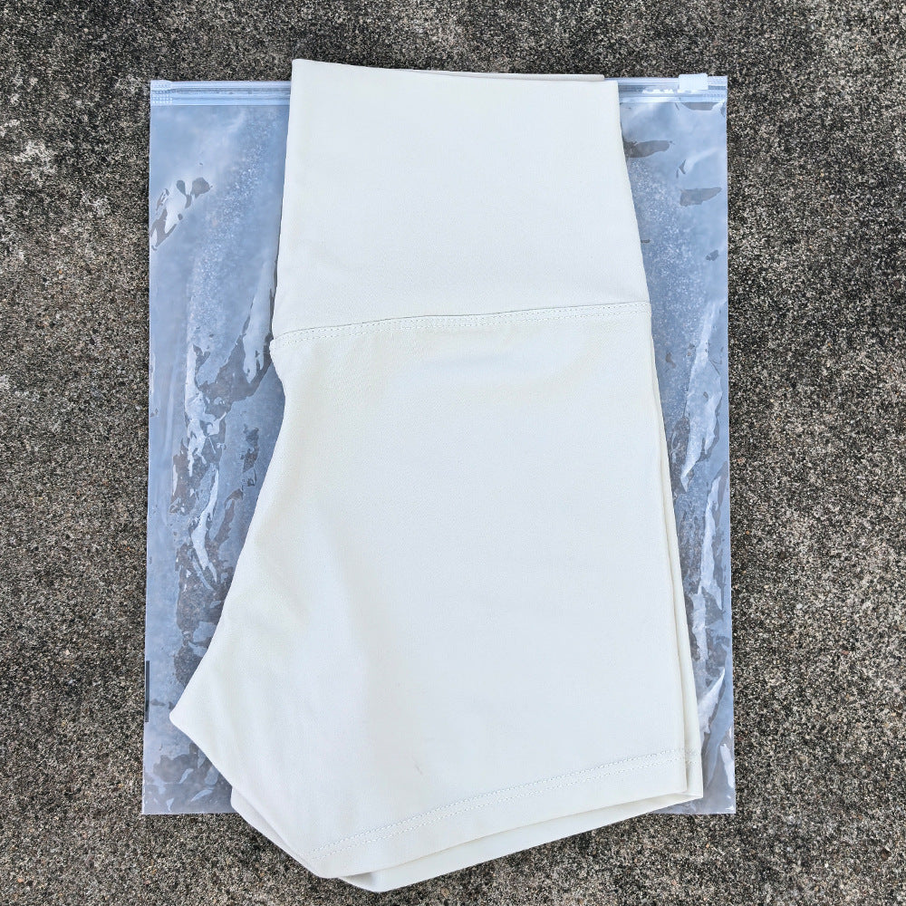 High-Waist Nylon Yoga Shorts in Peach