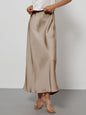 Elegant Satin Midi Skirt in Solid Colors