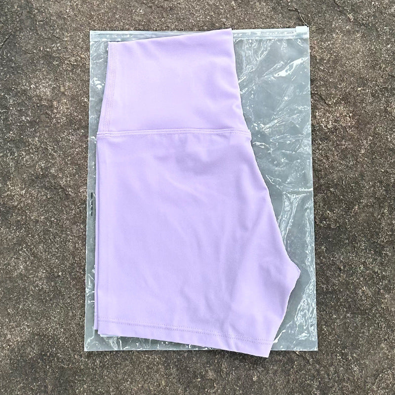 High-Waist Nylon Yoga Shorts in Peach