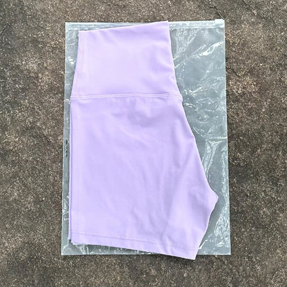 High-Waist Nylon Yoga Shorts in Peach