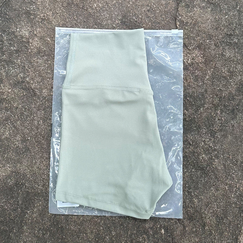 High-Waist Nylon Yoga Shorts in Peach