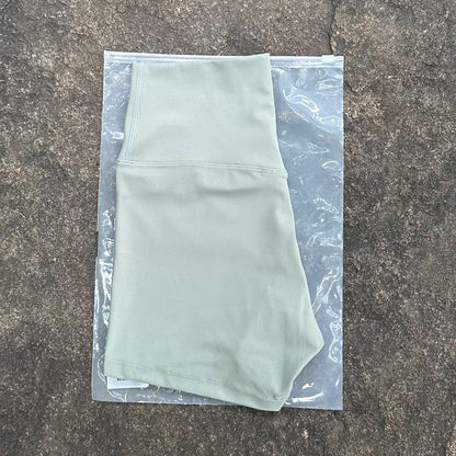 High-Waist Nylon Yoga Shorts in Peach