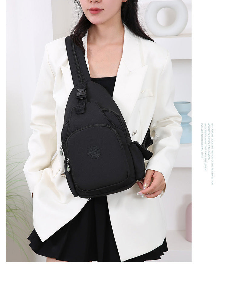Women's Black Polyester Chest Bag with Anti-Splash Feature