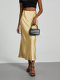 Elegant Satin Midi Skirt in Solid Colors