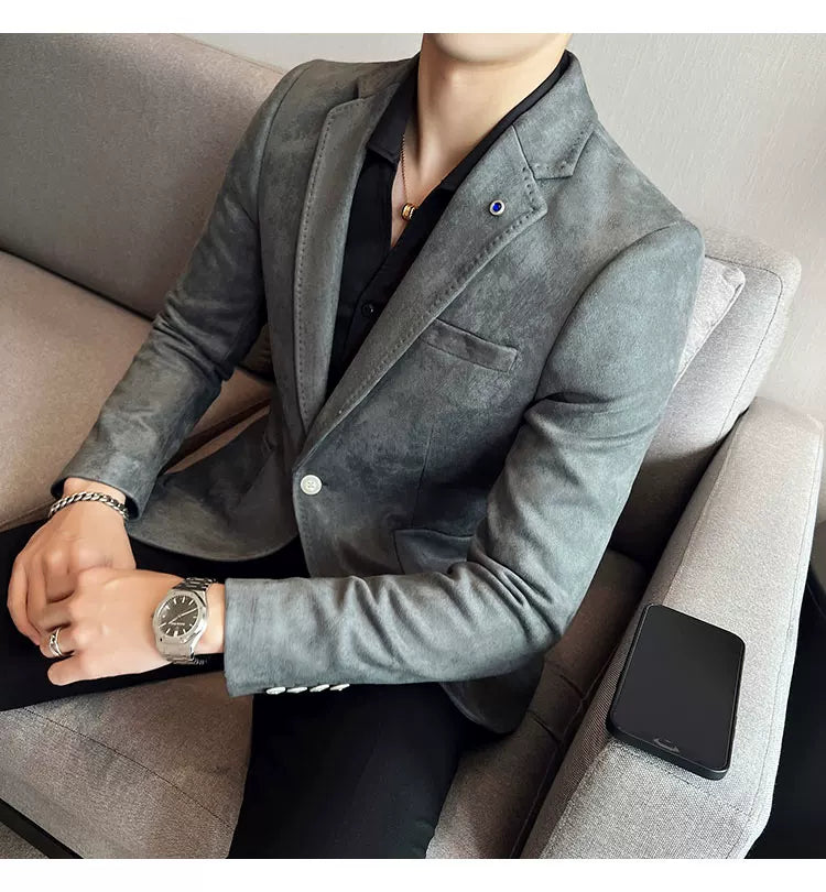 Men's Slim Fit Velvet Blazer Coat for Business and Weddings