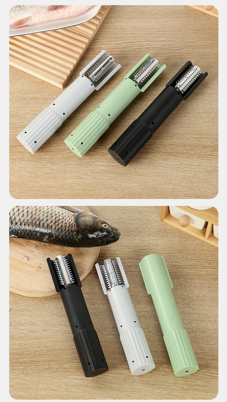 Wireless Stainless Steel Fish Scale Scraper Black