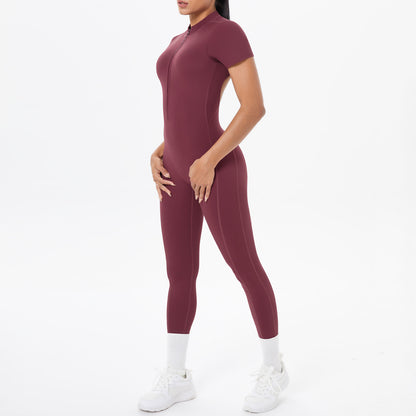 Backless Bodycon Scrunch Jumpsuit for Women Yoga Fitness