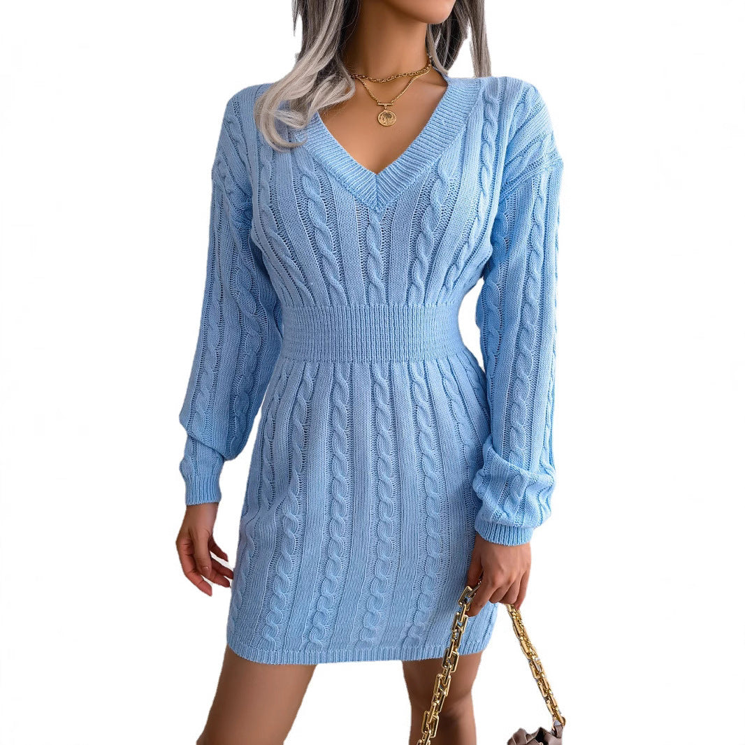 European and American Twist Waist Dress in Various Colors