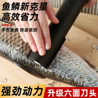 Wireless Stainless Steel Fish Scale Scraper Black