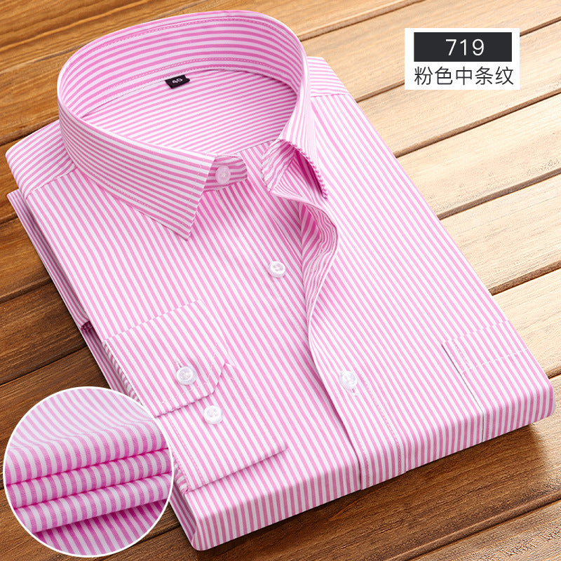 Striped Long-Sleeved Shirt for Men, Cotton Blend, Breathable
