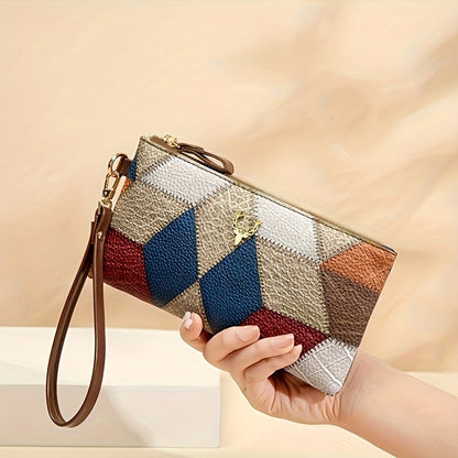 Small Square PU Clutch Bag with Color Contrast
