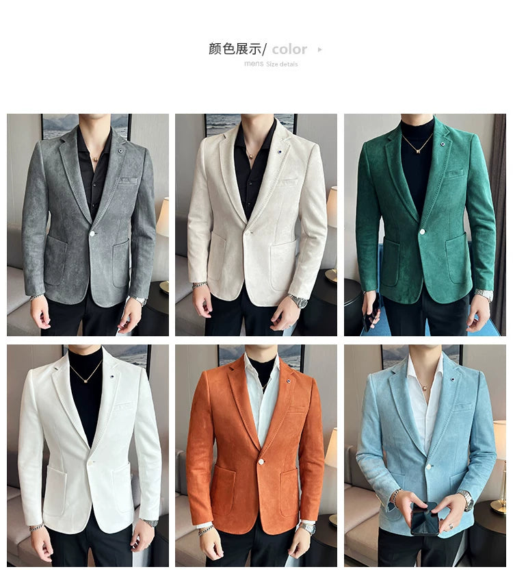 Men's Slim Fit Velvet Blazer Coat for Business and Weddings