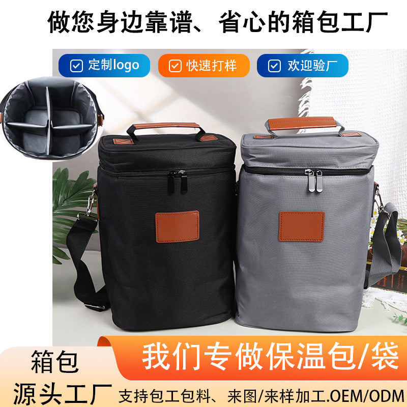 Red Wine Thermos Bag for 4 Bottles Outdoor Picnic
