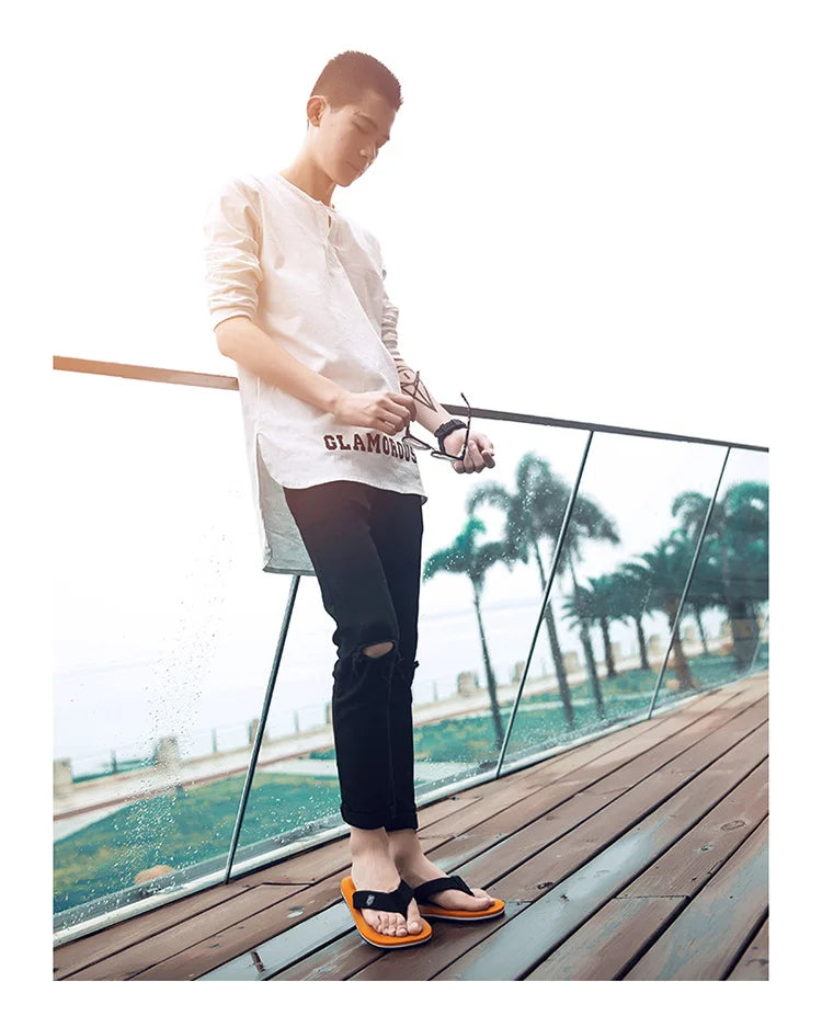 Men's Flip Flops Sandals in Beckham Black EVA