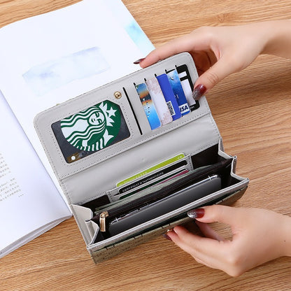 Gray PVC Long Wallet for Women Multi-Functional Card Holder