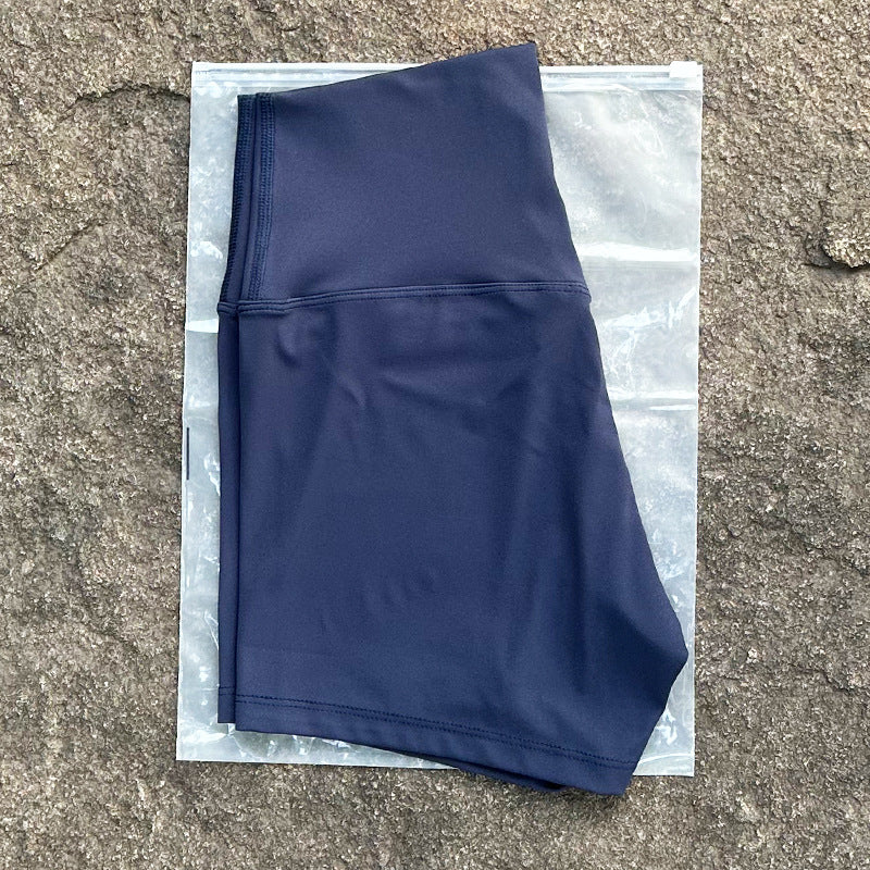 High-Waist Nylon Yoga Shorts in Peach