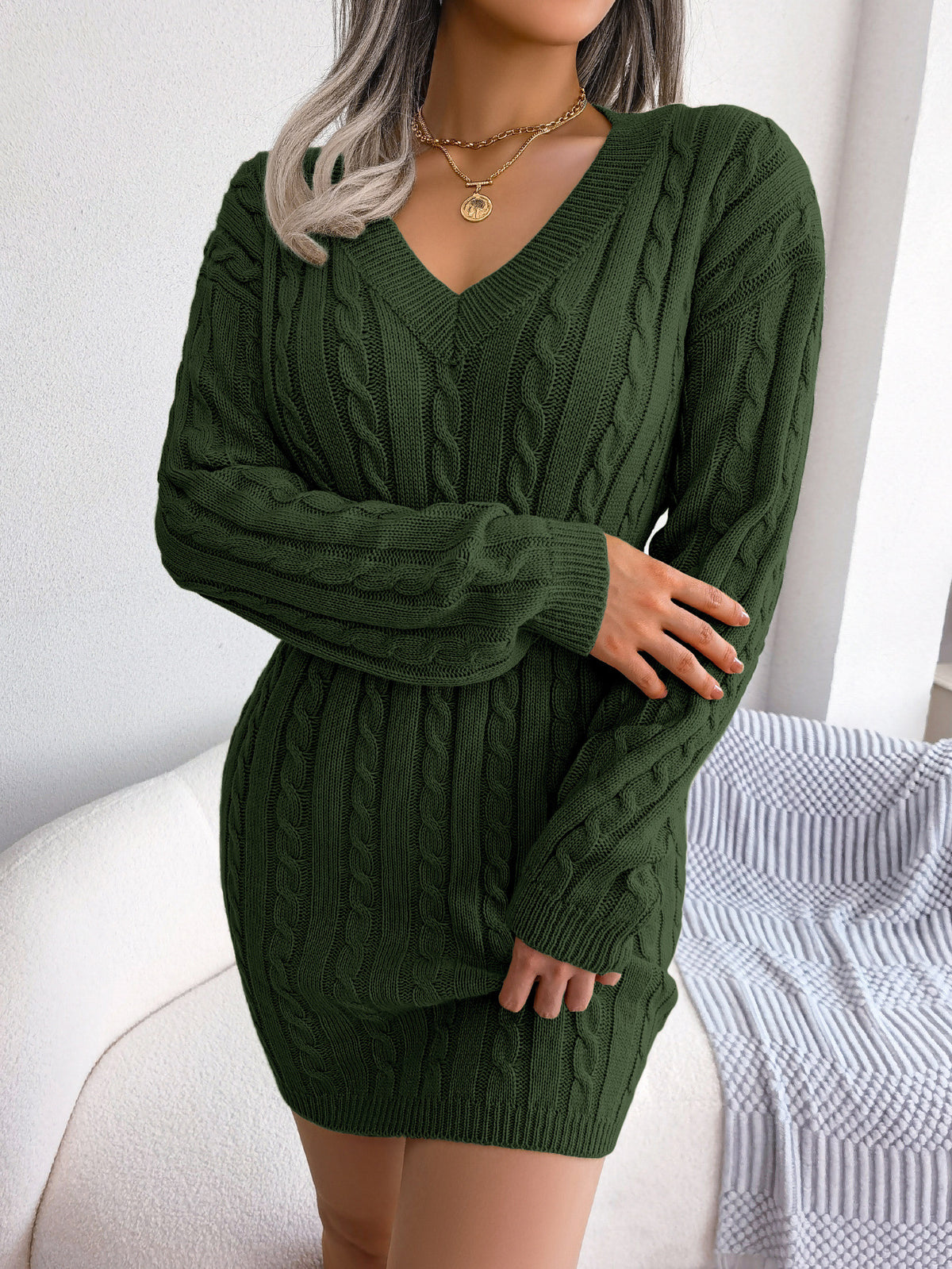 European and American Twist Waist Dress in Various Colors