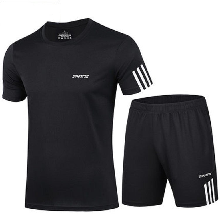 Men's Summer Fitness Sweat Suit with Quick-Drying T-Shirt and Shorts