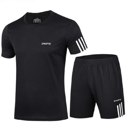 Men's Summer Fitness Sweat Suit with Quick-Drying T-Shirt and Shorts