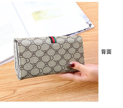 Gray PVC Long Wallet for Women Multi-Functional Card Holder