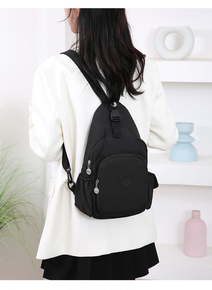 Women's Black Polyester Chest Bag with Anti-Splash Feature
