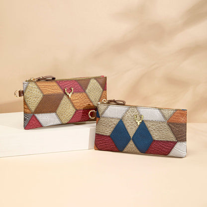 Small Square PU Clutch Bag with Color Contrast