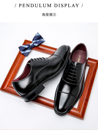 Men's Oxford Leather Dress Shoes with Height Increase