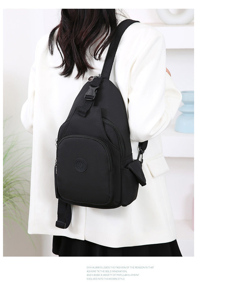 Women's Black Polyester Chest Bag with Anti-Splash Feature
