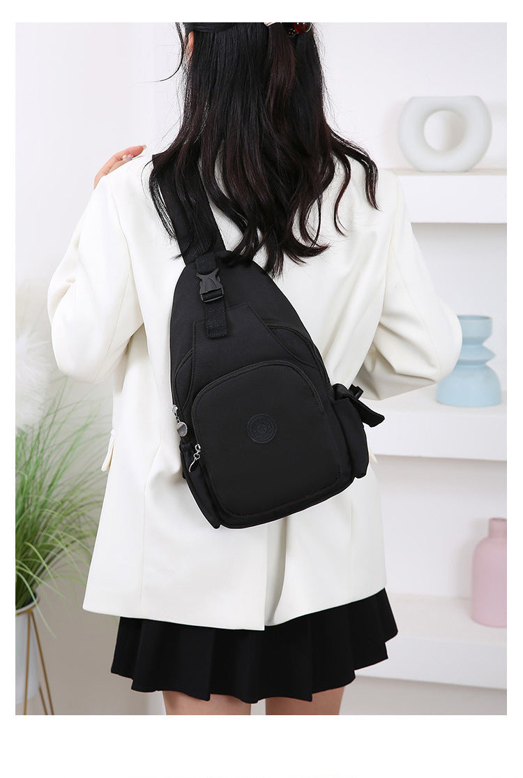 Women's Black Polyester Chest Bag with Anti-Splash Feature