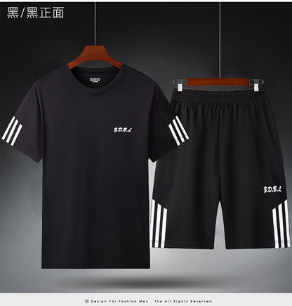 Men's Summer Fitness Sweat Suit with Quick-Drying T-Shirt and Shorts