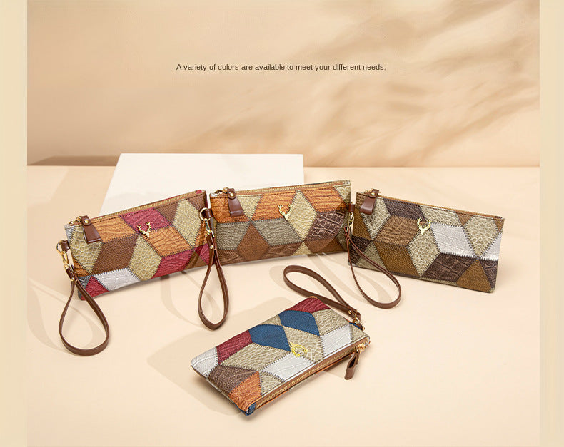 Small Square PU Clutch Bag with Color Contrast