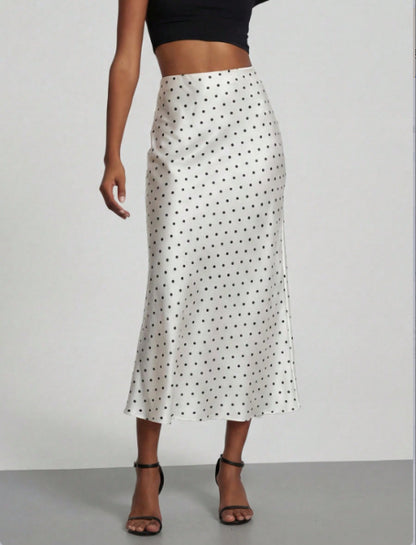Elegant Satin Midi Skirt in Solid Colors