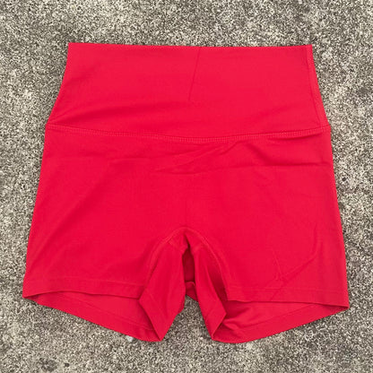 High-Waist Nylon Yoga Shorts in Peach
