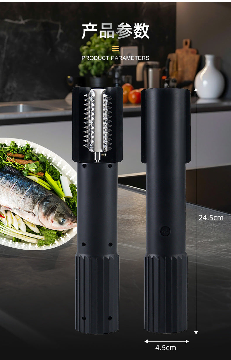 Wireless Stainless Steel Fish Scale Scraper Black