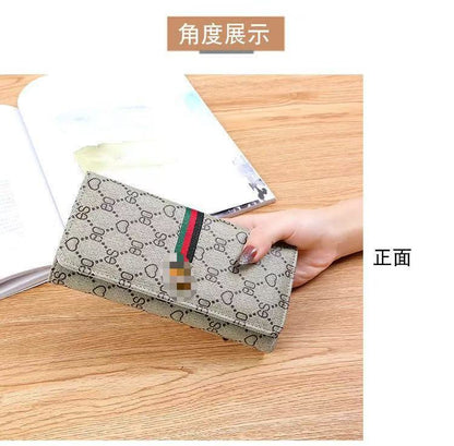 Gray PVC Long Wallet for Women Multi-Functional Card Holder