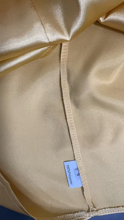 Satin Off-Shoulder Halter Top in Ginger Yellow