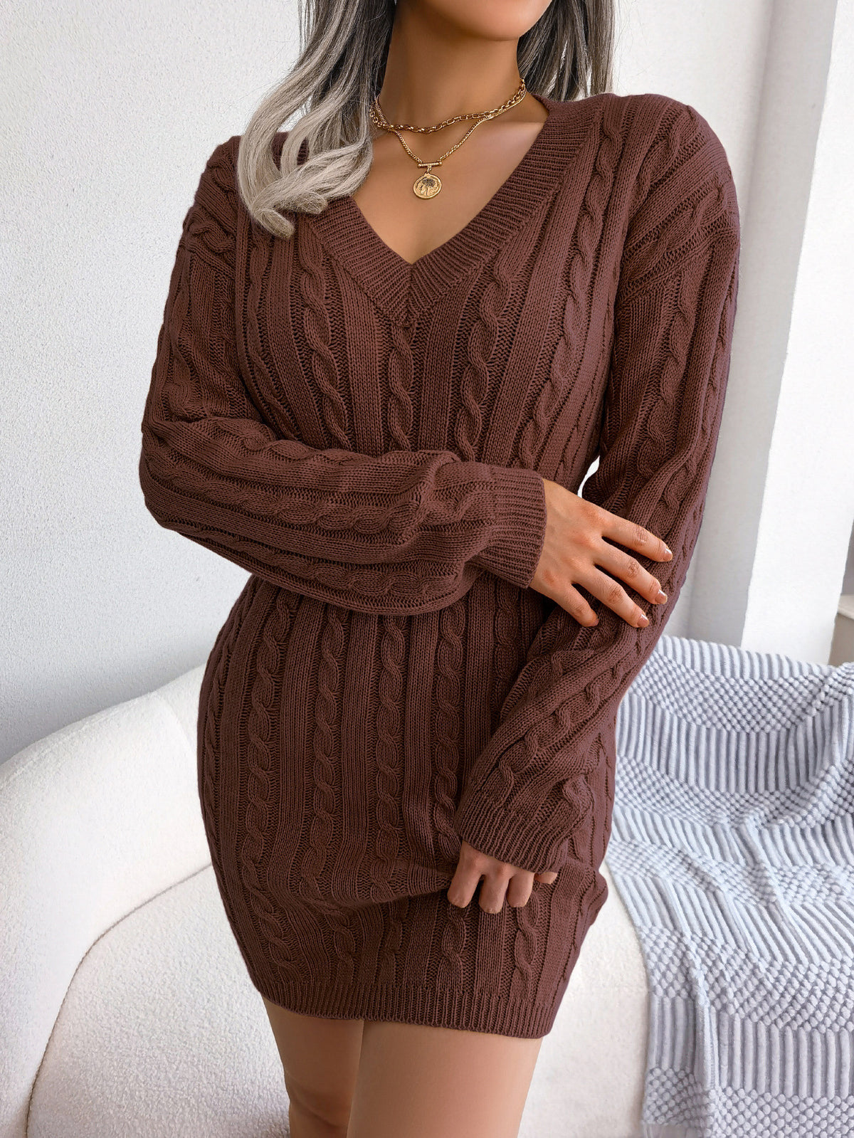 European and American Twist Waist Dress in Various Colors