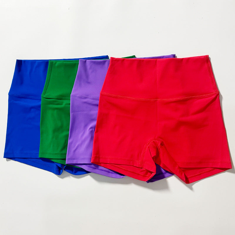 High-Waist Nylon Yoga Shorts in Peach