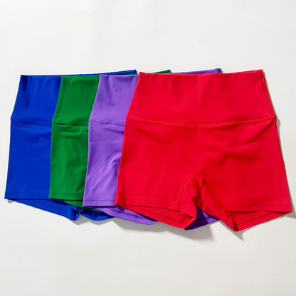 High-Waist Nylon Yoga Shorts in Peach