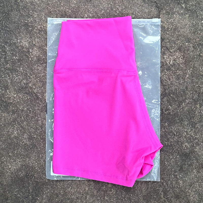 High-Waist Nylon Yoga Shorts in Peach