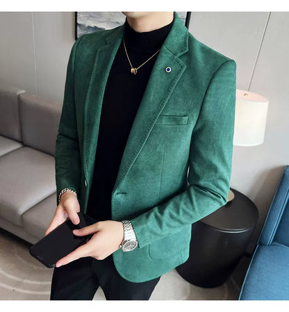 Men's Slim Fit Velvet Blazer Coat for Business and Weddings
