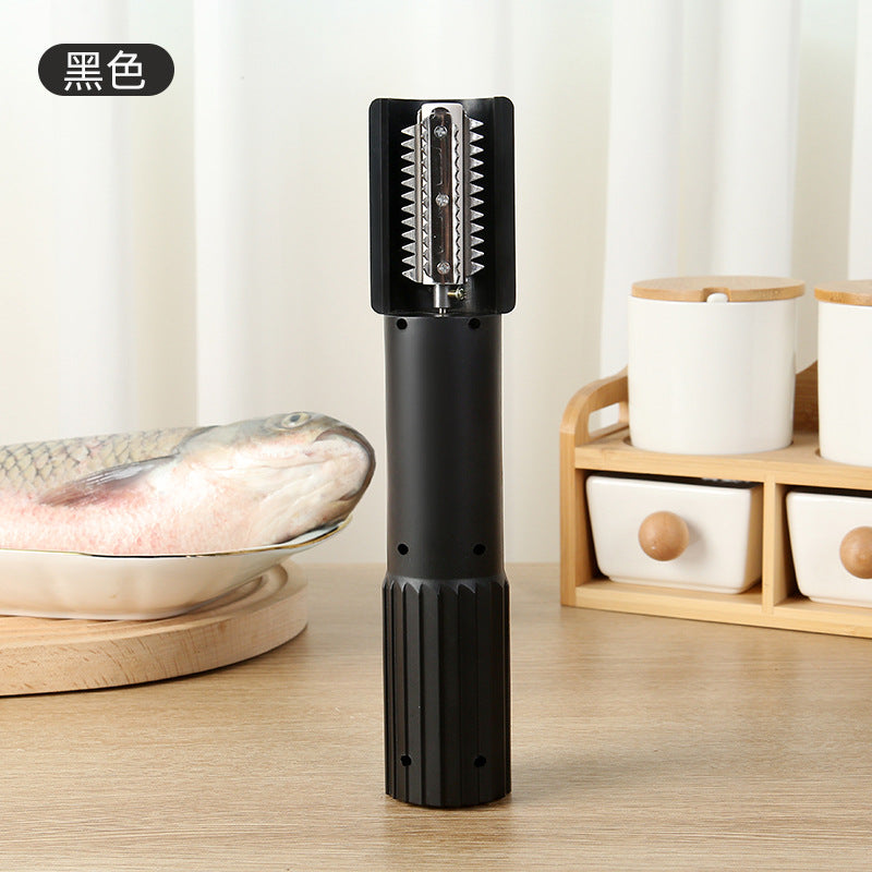 Wireless Stainless Steel Fish Scale Scraper Black
