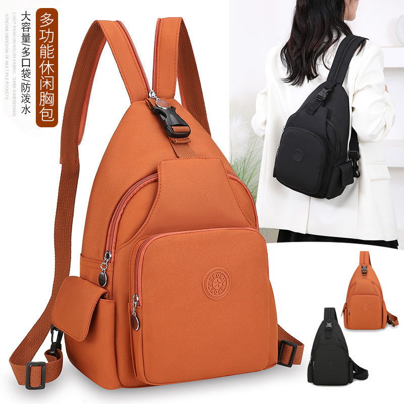 Women's Black Polyester Chest Bag with Anti-Splash Feature