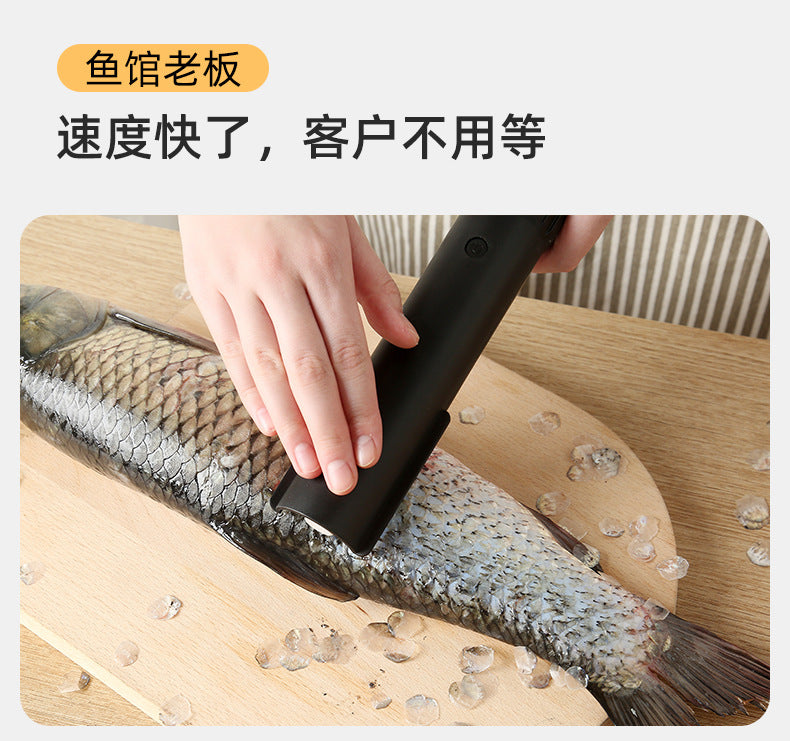 Wireless Stainless Steel Fish Scale Scraper Black
