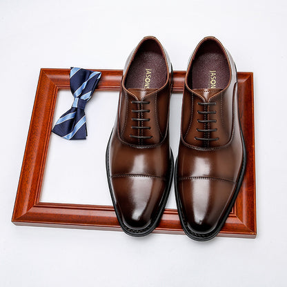 Men's Oxford Leather Dress Shoes with Height Increase