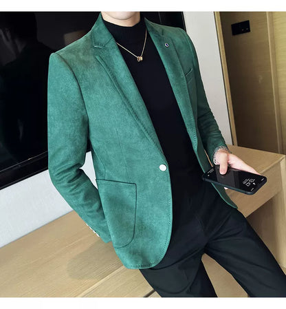 Men's Slim Fit Velvet Blazer Coat for Business and Weddings