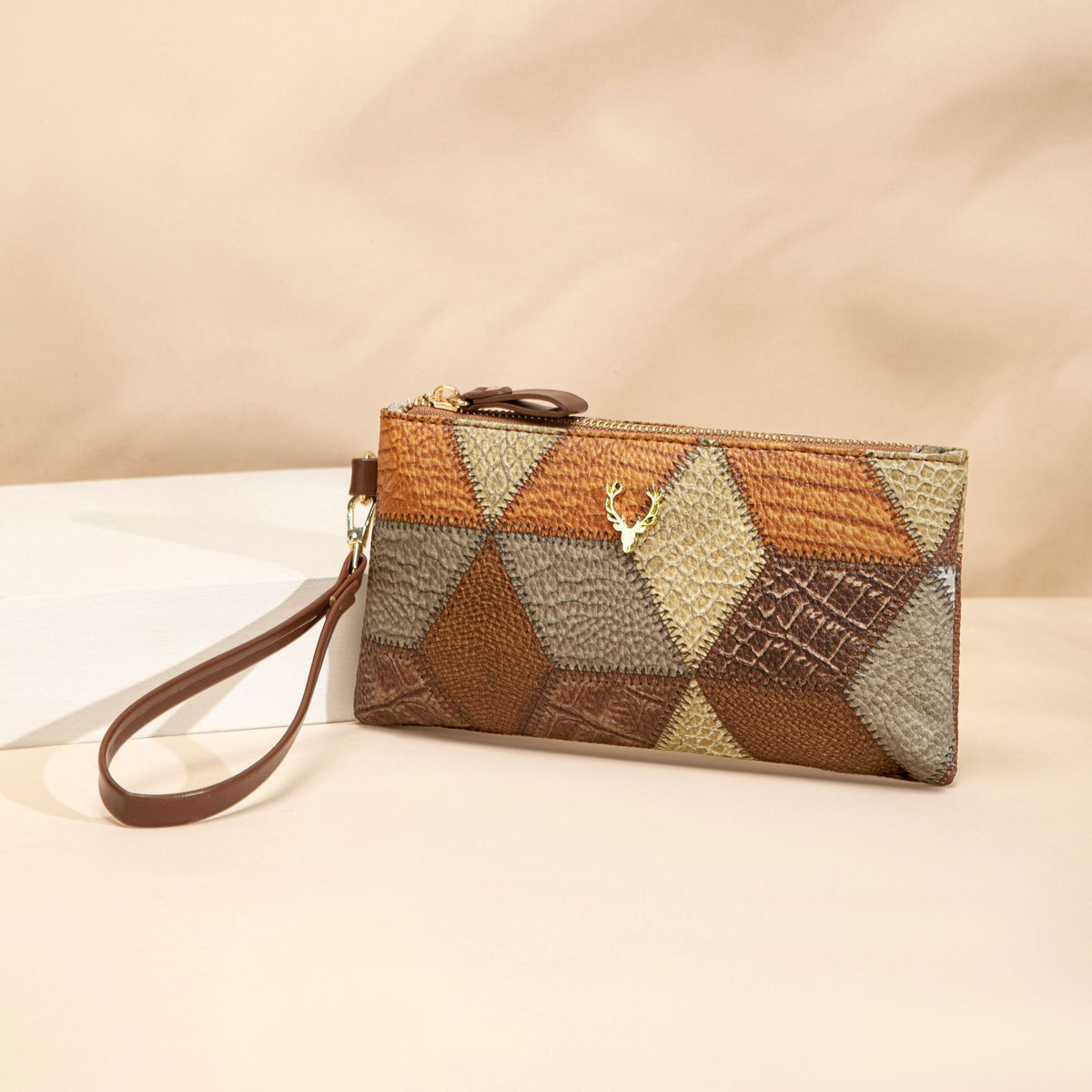Small Square PU Clutch Bag with Color Contrast