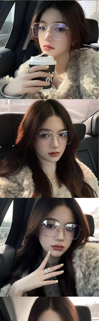 Anti-Blue Light Myopia Glasses Metal Frame Big Face