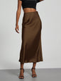 Elegant Satin Midi Skirt in Solid Colors